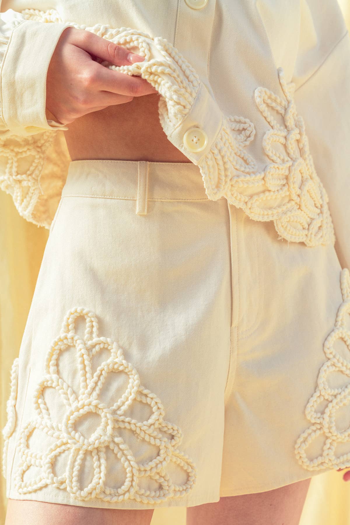 Floral Embellishment Detail Shorts