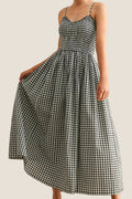 Gingham Print Long Dress
