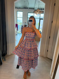 Printed Scallop Sleeveless Tiered Dress