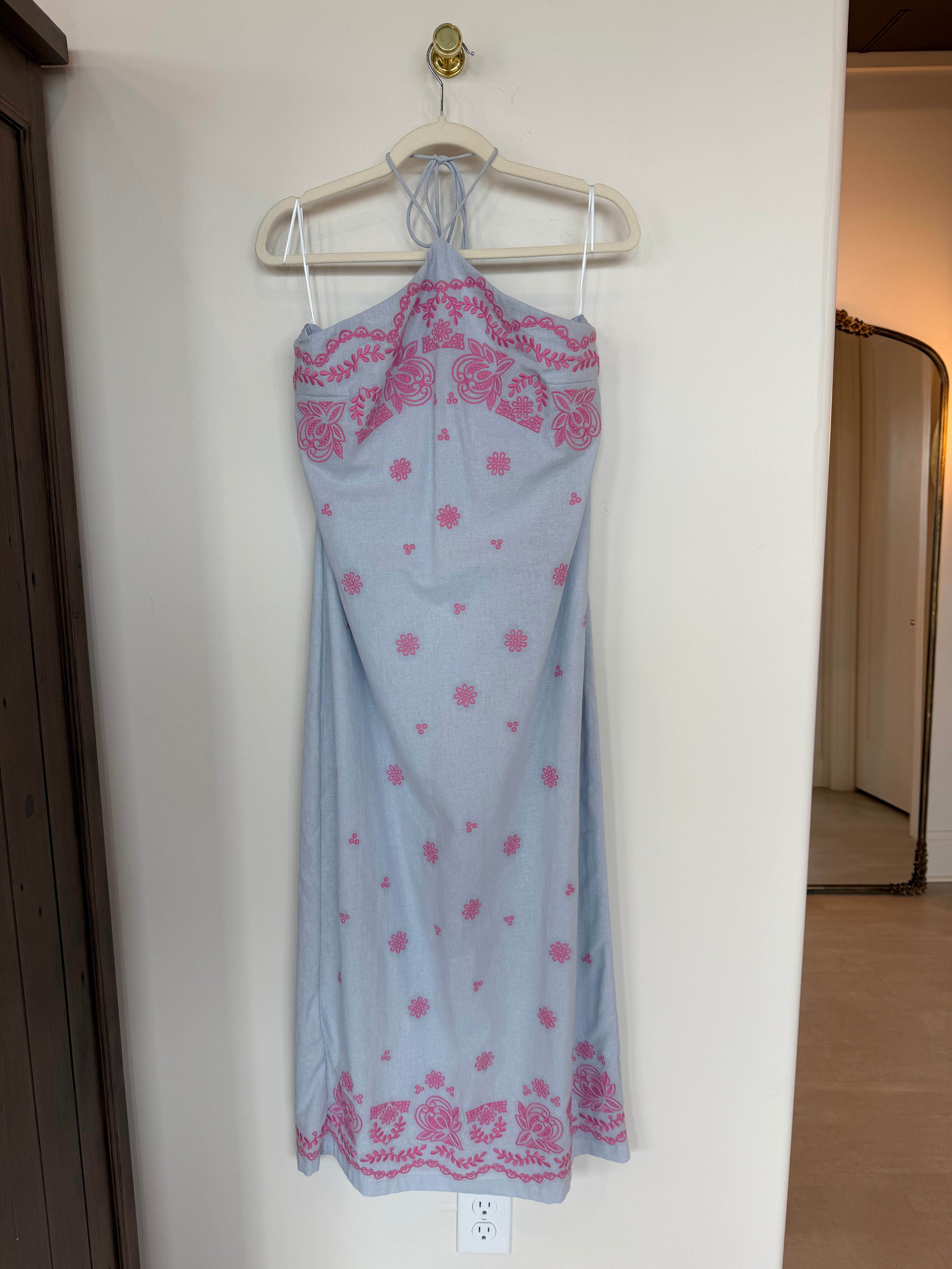 Purple maxi with pink embroidery