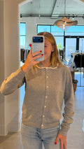 Contrast Scalloped Collar Cardigan
