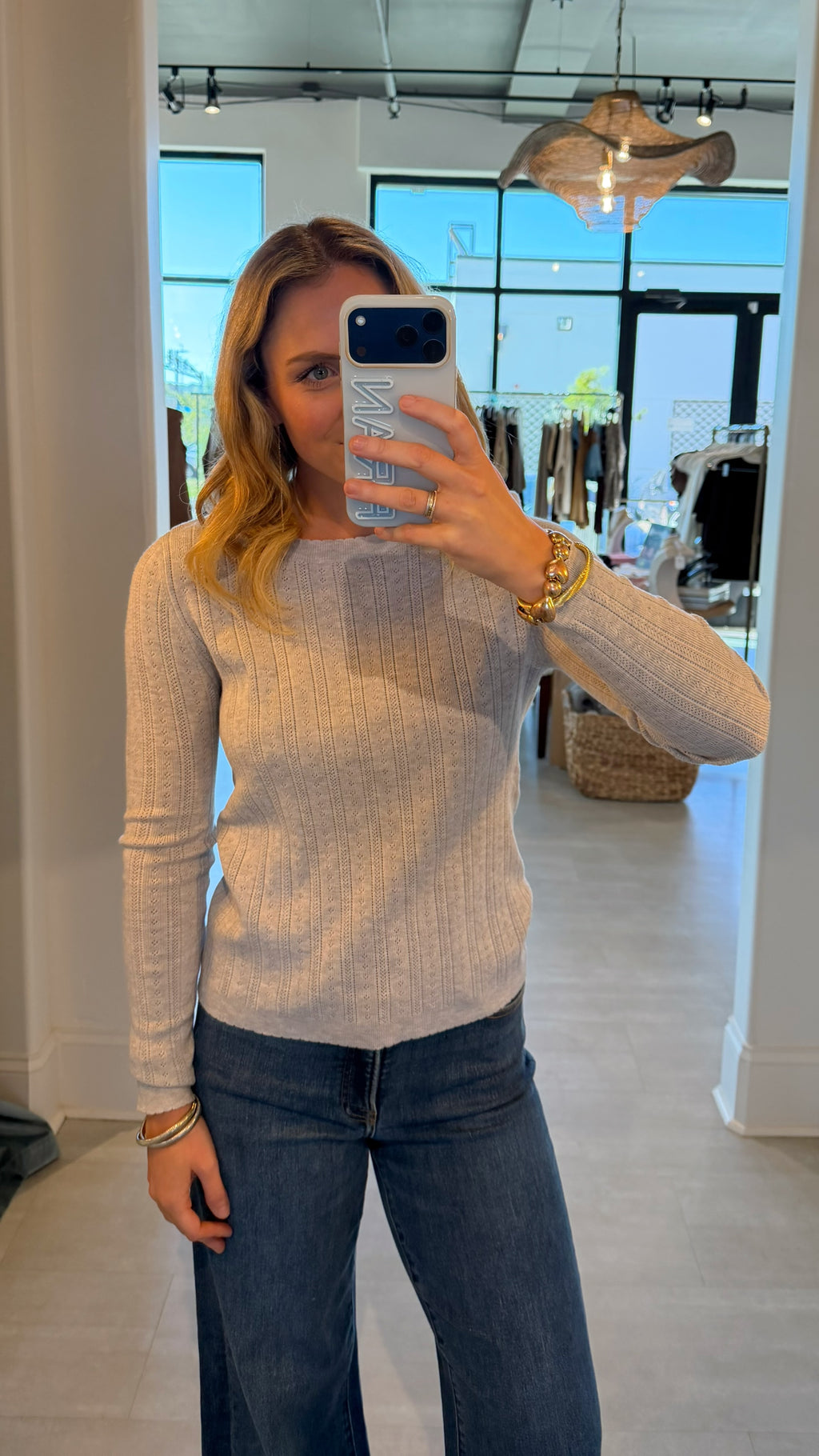 Scalloped Pointelle Knit Top