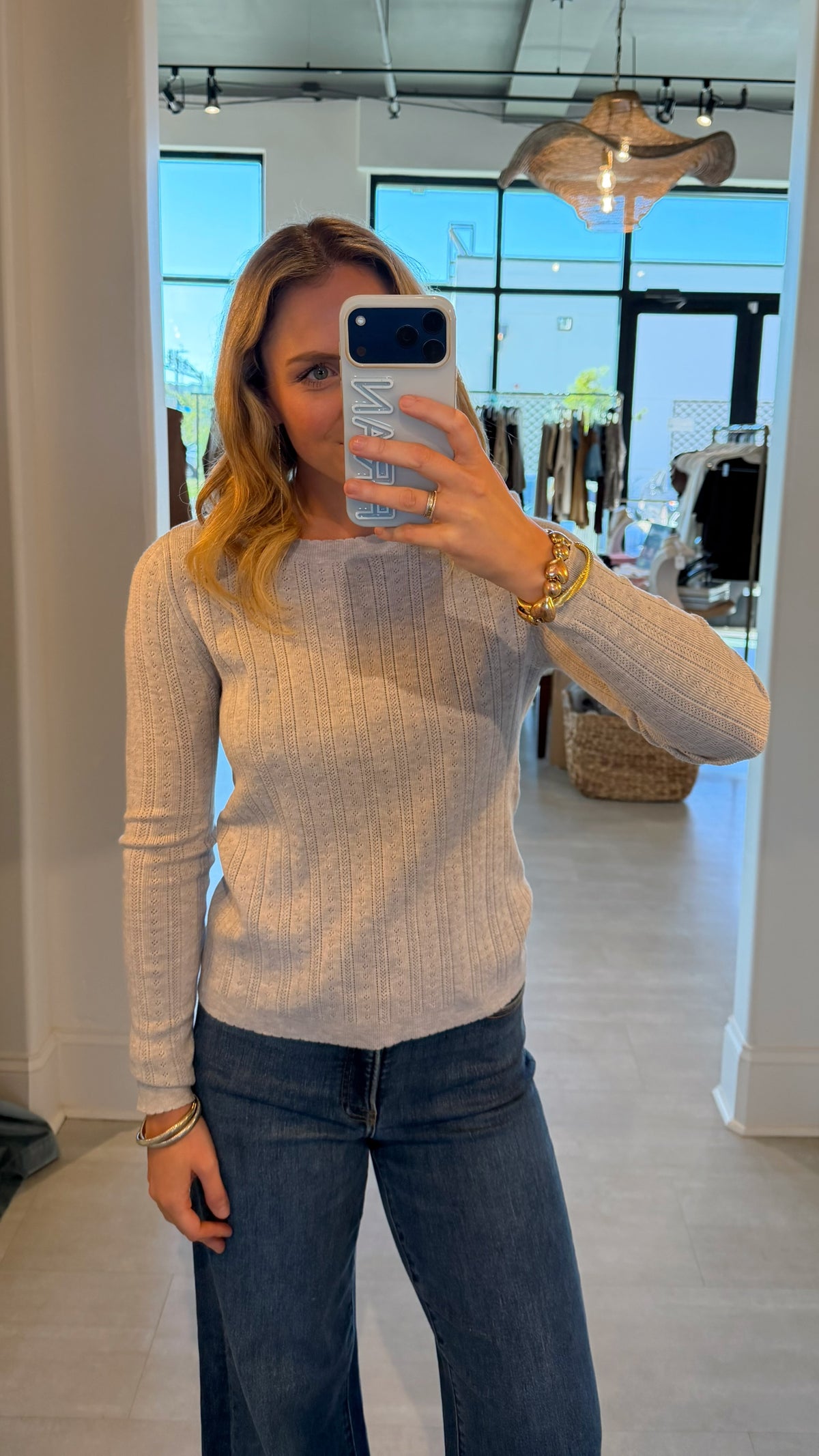 Scalloped Pointelle Knit Top