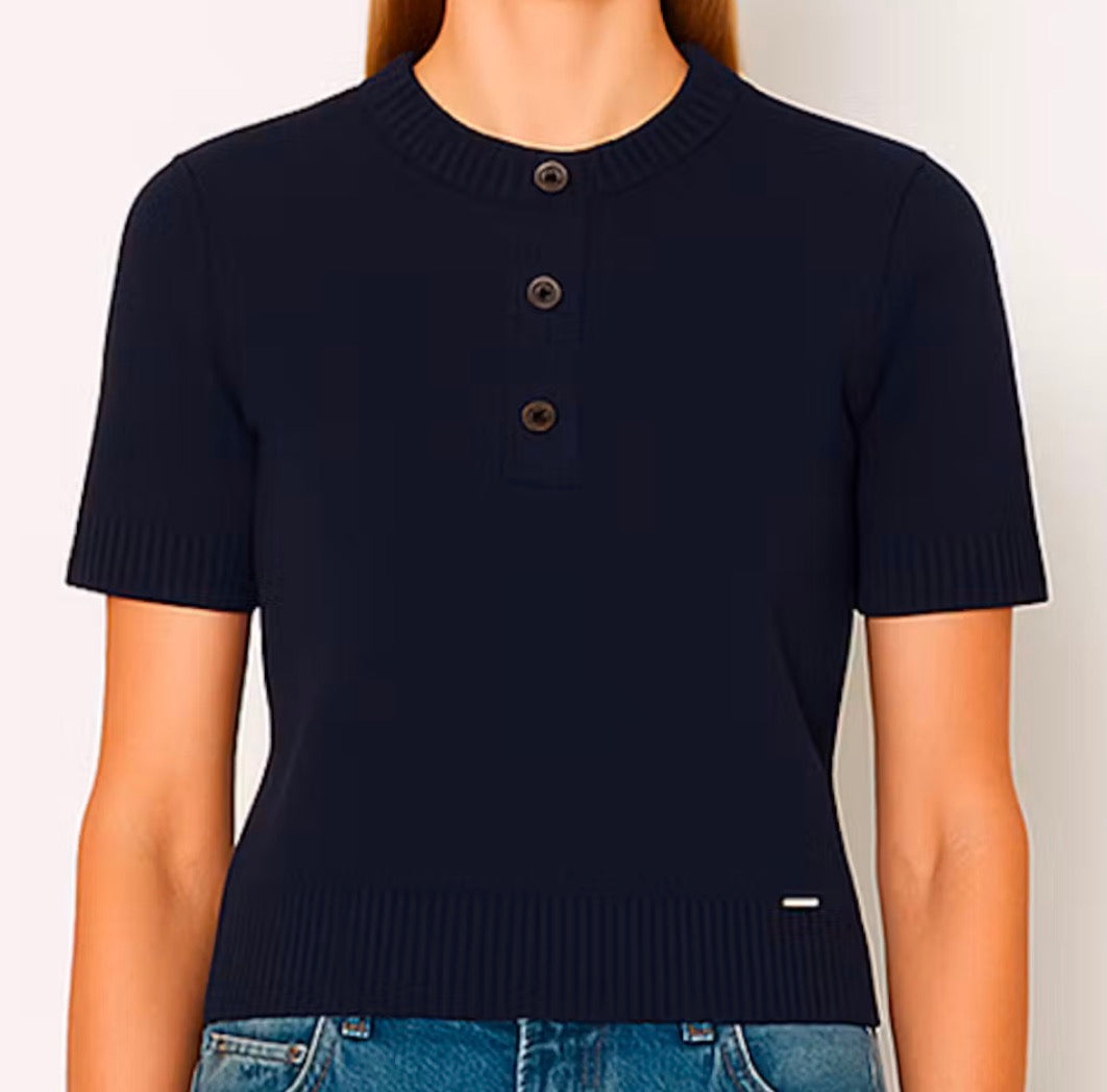 Button Detail Crew Neck Sweater