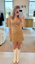 Von V-Neck Suede Shift Mini Dress