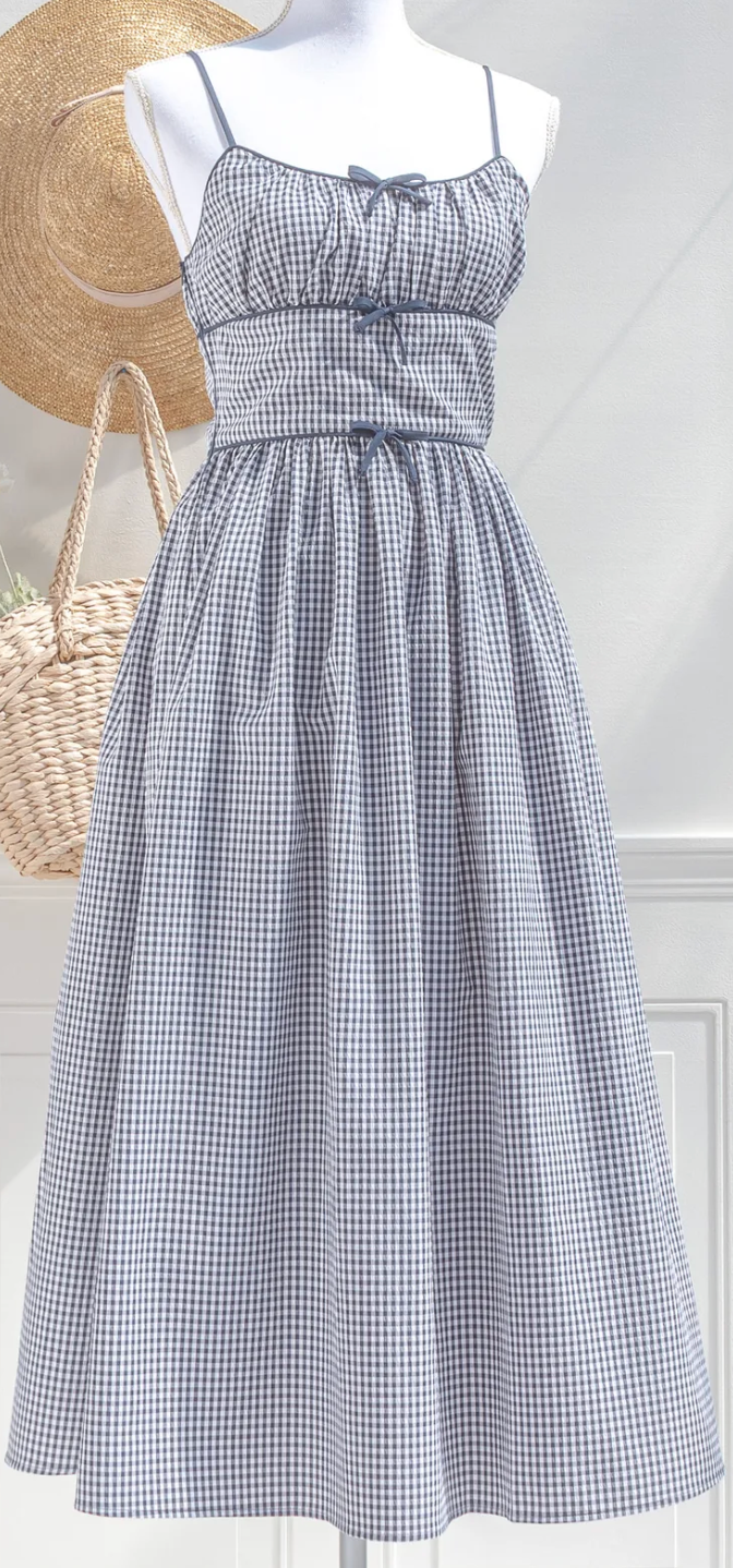 Seersucker Gingham Midi Dress