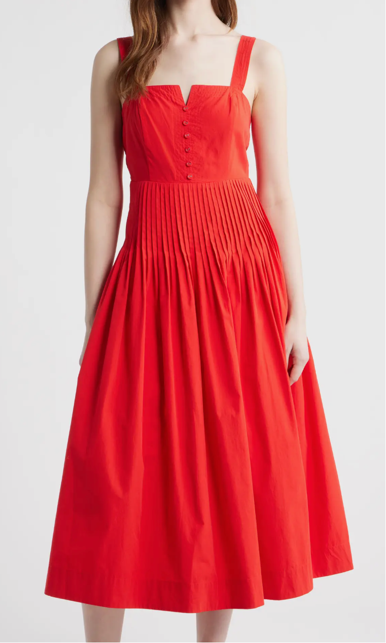 Sleeveless Pleated Midi Dress