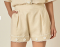 Floral Detailed Linen Shorts