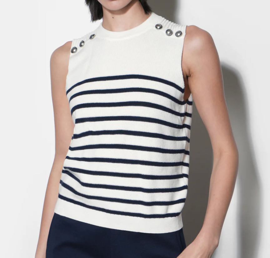 Elaine Sleeveless Stripe Sweater Top