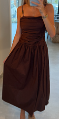 Ruched Maxi Dress with Beaded Straps