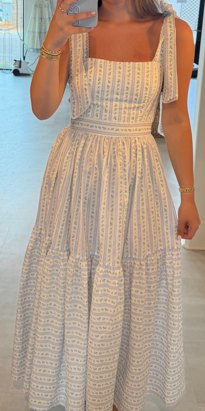 Wallpaper Floral Tiered Midi Dress