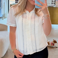 Lace Trim Button-Up Blouse