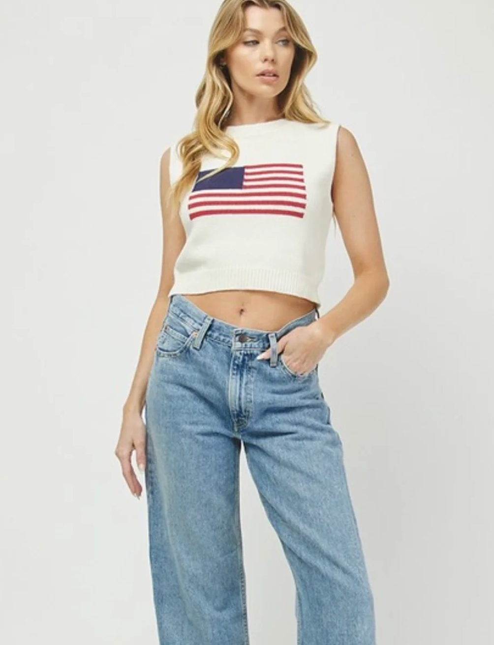 USA Flag Sweater Tank