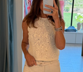 Crochet Knit Tassel Hem Crop Top