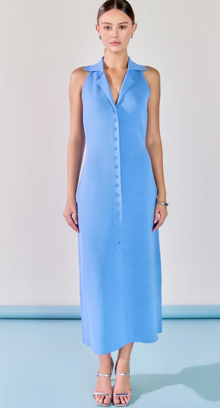 Knit Collared Midi Dress