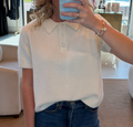 Short Sleeve Collared Knit Top