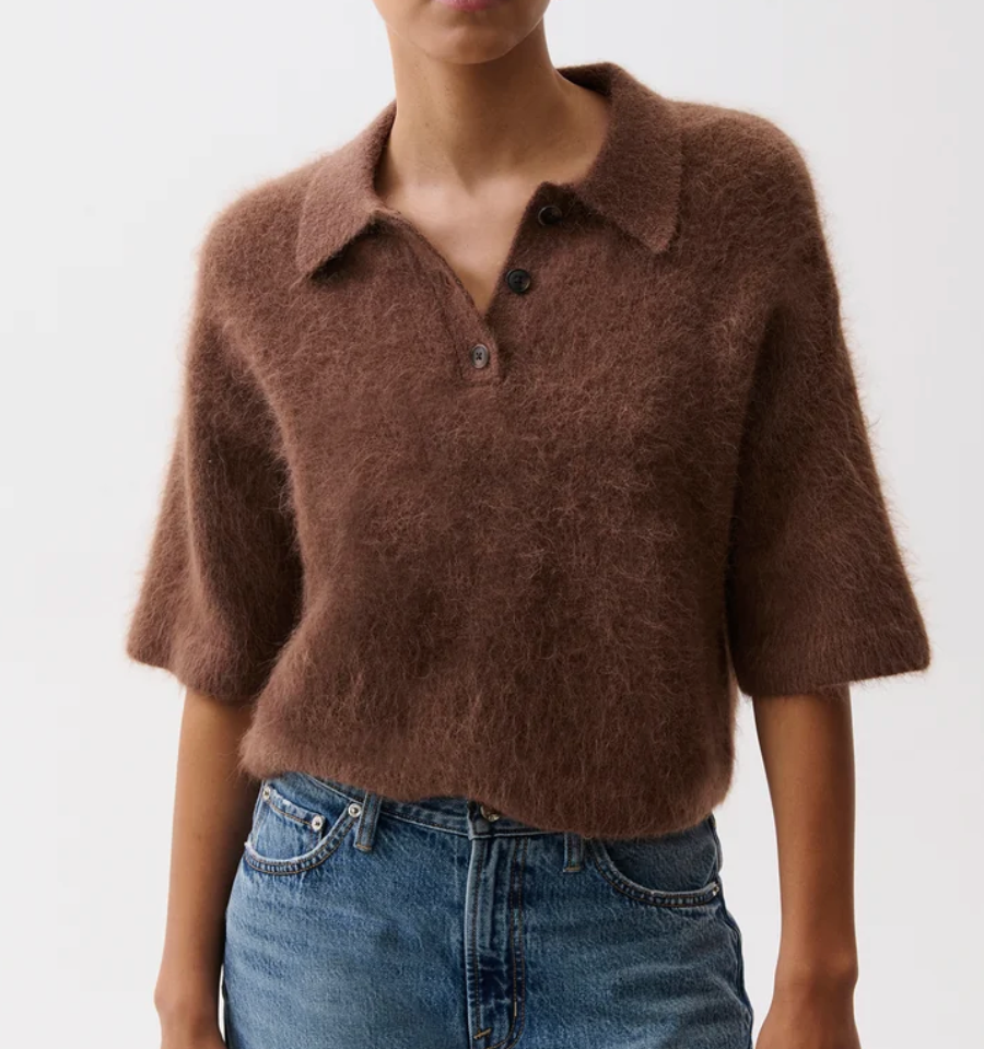 Nadya Alpaca Blend Boxy Polo Sweater