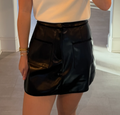 Faux Leather Stitched Mini Skirt